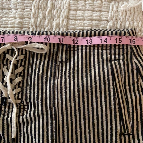 Madewell Black & Cream Striped Miniskirt Sz 10 - Picture 12 of 14